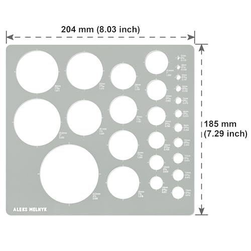 Aleks Melnyk No.200 Metal Circle Template metric, Circle Tracers for Drawing, Circle Ruler, Circle Templates for Drafting, Round Stencil, Architect Aleks Melnyk