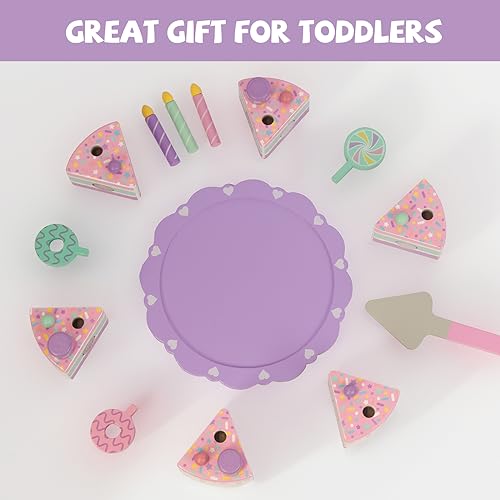 WoodenEdu Toddler Cake Toys for Toddlers 1-3,Wooden Pretend Play Food Fake Birthday Cake,Tea Party Learning Kitchen Gift Toy for Boys Girls (Cookies WoodenEdu