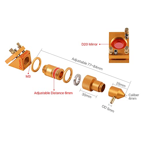 Cloudray K Series Head SetB2 with Mirrors and Lens D18 FL50.8 for K4060 Co2 Lazer Engraver Engraving Machine(Gold) - WoodArtSupply