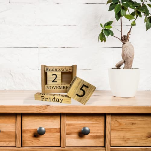 FULL OF INNOVATION Block calendar for desk, wooden rustic decor, 2024 and perpetual, wood office accesory, date day week month, new year, father FULL OF INNOVATION
