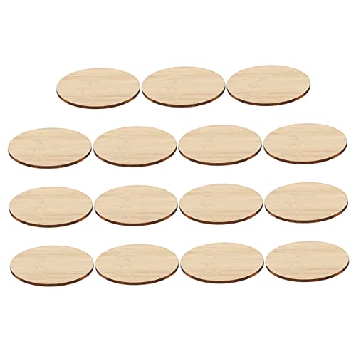 Operitacx 45 Pcs Round Bamboo Unfinished Wood Shapes Door Hanger Cutouts Tree Rounds Painting Wooden Discs Wood Circles for Crafts Wood Rounds Kids Operitacx