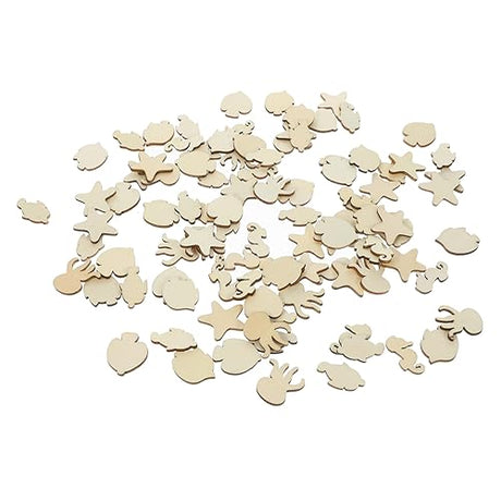 COHEALI 200 Pcs Crafts for Kids Unpainted Wood Disc Nautical Wood Shapes Unfinished Wood Slices Seahorse Cutout Shapes Woodsy Decor Ocean Decor Craft COHEALI