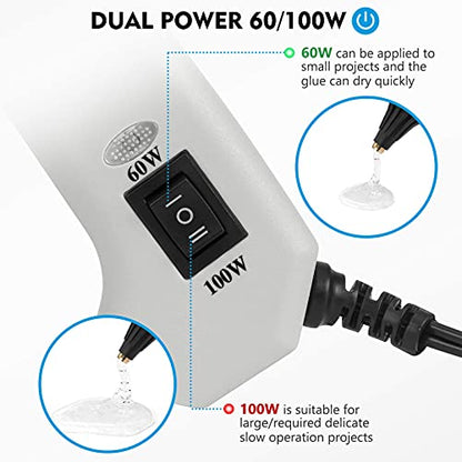 Magicfly 60/100W Hot Glue Gun Full Size with 15 Pcs Hot Glue Sticks (0.43 X 5.9 inch) and Carry Case, Dual Power High Temp Melt Glue Gun Kit with - WoodArtSupply