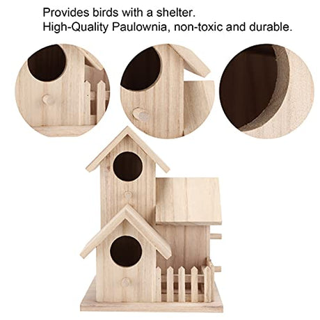Pssopp Outdoor Birdhouse Unfinished Wood Bird House Kits to Paint for Kids Birdcages for Outdoors Hanging, 15.5 x 15.5 x 20cm(3 Rooms) Pssopp