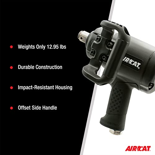 AirCat Pneumatic Tools 1870-P 1-Inch Super Duty Composite Pistol Grip Impact Wrench 2,100 ft-lbs - WoodArtSupply