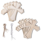 Pack of 12 Unfinished Wood Cross Blank Wooden Framed Cross Antique Shaped for DIY Projects with String… Cregugua