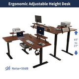 HEONAM L Shape Standing Desk with Drawer, 63x47 Inches Height Adjustable Sit Stand Up Desk with Storage Shelf, Home Office Desk Computer Workstation HEONAM