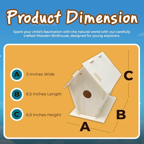 Podzly Kids Wooden Birdhouse Craft Kit - 12 DIY Bird House Kits - Bulk Arts and Crafts Set - Wooden Houses to Paint, Build, and Personalize - Perfect Podzly