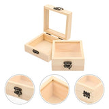 Sewroro 2pcs Box Wooden Storage Box Jewelry Unfinished Wood Crafts Wooden Berry Baskets Wooden Storage Crates Tote Bins for Storage with Lid Sewroro