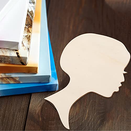 Jetec 8 Pieces African Woman Women Face with Lashes Silhouette Head Wood Decoration Pendant Unfinished Laser Cutting Cutout Shape Painting DIY Crafts Jetec