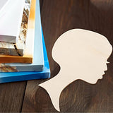 Jetec 8 Pieces African Woman Women Face with Lashes Silhouette Head Wood Decoration Pendant Unfinished Laser Cutting Cutout Shape Painting DIY Crafts Jetec