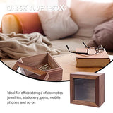 Alipis Jewelry Storage Case Stash Box Wood Glass Storage Box Square Jewelry Display Case Unfinished Wood Box with Clear Window, Desktop Storage Box Alipis