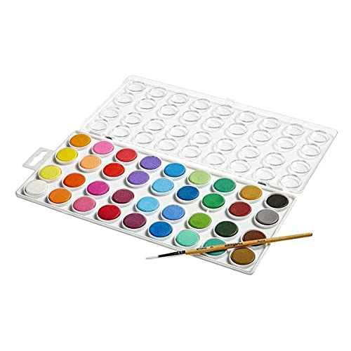 KINGART 511-36 W/Brush, Set of 36 Watercolor Paint Set, Assorted 36 Piece - WoodArtSupply