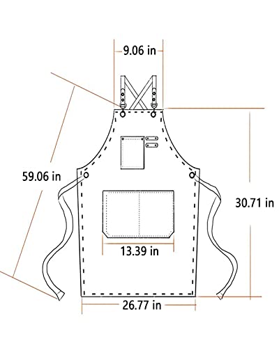 Kvimvty Canvas Cross Back Heavy Duty Work Tool Apron, Carpenter Apron, Woodworking Apron with Large Pockets Durable Waterproof Adjustable Chef Apron - WoodArtSupply