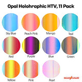 Stardustworkx Opal Holographic Heat Transfer Vinyl 11 Pack Holographic Iron on Vinyl Rainbow Vinyl Glitter HTV Metallic HTV Sheets Chameleon Stardustworkx