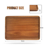 2 PCS Solid Acacia Wood Serving Trays Rectangular Wooden Serving Platters Natural Wooden Boards for Bar Coffee Party 13 * 9 inch Charmlife
