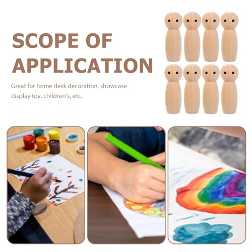 Tofficu Wooden Peg Dolls Unfinished Peg People Doll Bodies Unpainted Wood Figures Angel Peg Dolls for DIY Painting Decoration Assorted Wooden People Tofficu