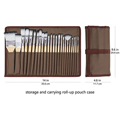 Artecho Art Paint Brushes Set 24 Different Shapes for Watercolor, Acrylic, Gouache, Rock Painting, Premium Taklon Brush, with Organizing Case for Artecho