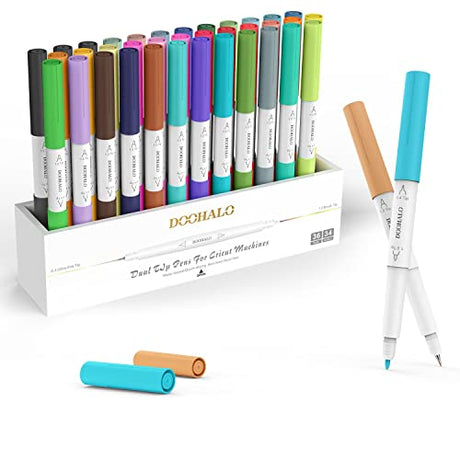 DOOHALO Dual Tip Fine Point Pens for Cricut Maker 3/Maker/Explore 3/Air 2 Markers Pens with 0.4/1.0 Tip 36 Packs per Set for Writing Drawing Coloring DOOHALO