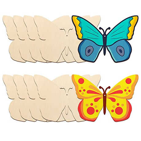 Large Size 7" Wooden Spring Ornaments to Paint, Butterfly Wooden DIY Blank Unfinished Round Wood Discs Ornament for Crafts Hanging Decorations(10PCS) Sophena