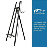 Somime A - Frame Wooden Display Easel - Adjustable Lyre Beechwood Studio Easel Stand Holding Canvas Up to 90", Inclinable Artist Floor Painting Easel Somime