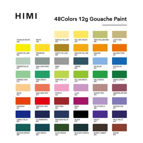 HIMI Twin Cup Jelly Gouache Paint Set, 48 Colors 12g, Jelly Cup Design, Non  Toxic Paint for Canvas and Paper, Art Supplies for Professionals (Green