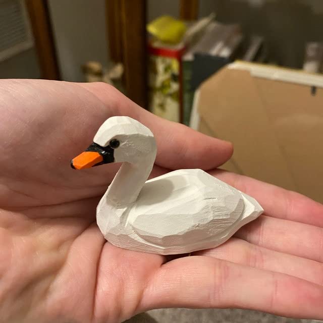 Selsela Swan Figurine Decor Art Small Goose Statue Gift Carving Miniature Animals Sculpture - WoodArtSupply