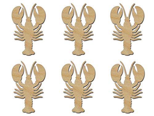 Lobster Shape Unfinished Wood Craft Cutouts Crawfish 3" 6 Pieces