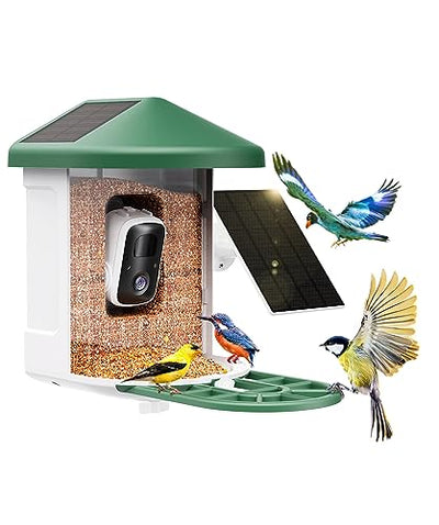 HARYMOR Bird Feeder with Camera with AI Identify Bird Species Solar Panel, Smart Bird House with Cam, Live View, Instant Arrival Alerts, Capture Bird