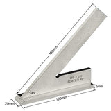 Boomgood 45 Degree Miter Square Machinist Engineer Square with Base DIN 875/2 Angle Ruler Hardened Steel 6x4 Inch, Silver ANGIEHAIE