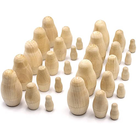 AEVVV Lot of Blank Nesting Dolls of 10 Sets by 3 pcs - Blank Unpainted Russian Nesting Dolls - Wooden Dolls Unfinished AEVVV