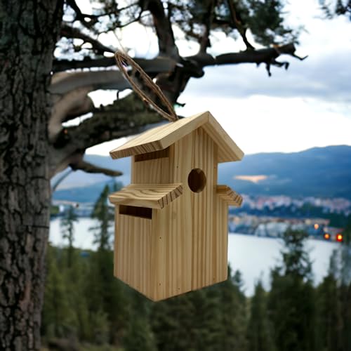 2-Pack Bird House - Outdoor- Bluebird, Finch, Wren, Chickadee, Tree Swallow Bird, Wild Birds, Woodpecker House Easy-to-Open Birdhouse Nesting Box Oojami