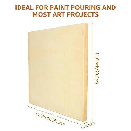 ZOFORTY 8 Pack Wood Panels for Painting, 12 x 12 (11.6) Inch Wooden Canvas Board, Unfinished Wood Cradled Panel Boards for Pouring Art Crafts Paints - WoodArtSupply