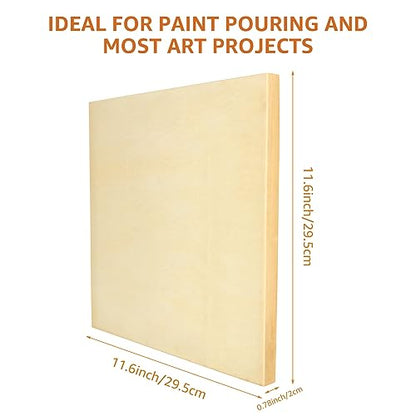 ZOFORTY 8 Pack Wood Panels for Painting, 12 x 12 (11.6) Inch Wooden Canvas Board, Unfinished Wood Cradled Panel Boards for Pouring Art Crafts Paints - WoodArtSupply