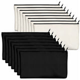15 Pack Blank Cotton Canvas DIY Craft Zipper Bags Pouches Pencil Case for Makeup Cosmetic Toiletry Stationary Storage (Beige & Black 8.3” x 4.7”) Vantasii