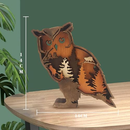 Drawelry 3D Wood Carving Lamp Home Creative Decorative, Funny Family Presents Ideas Christmas Living Room Office Decor Warm LED Night Lights Christmas Birthday Gift for Friend Son Dad Boys (Cute Owl)