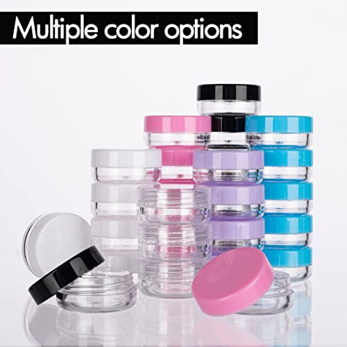 5 Gram Sample Containers with Lids, 50 Count 5ML Clear Sample Jars, Empty Lip Balm Containers with Lids, Small Makeup Travel Containers for Glitter, GOLACKY