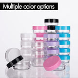 5 Gram Sample Containers with Lids, 50 Count 5ML Clear Sample Jars, Empty Lip Balm Containers with Lids, Small Makeup Travel Containers for Glitter, GOLACKY