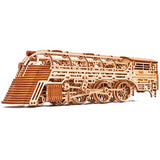 Wood Trick Atlantic Express Train 3D Wooden Puzzles for Adults and Kids to Build - 26.7x4 in - Rides up to 9 ft - Mechanical Locomotive Model Kit for Wood Trick