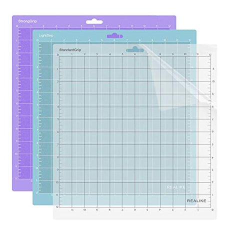 REALIKE 12x12 Cutting Mat for Cricut Maker 3/Maker/Explore 3/Air 2/Air/One(3 Mats), Gridded Adhesive Non-Slip Cut Mat for Crafts, Quilting, Sewing REALIKE