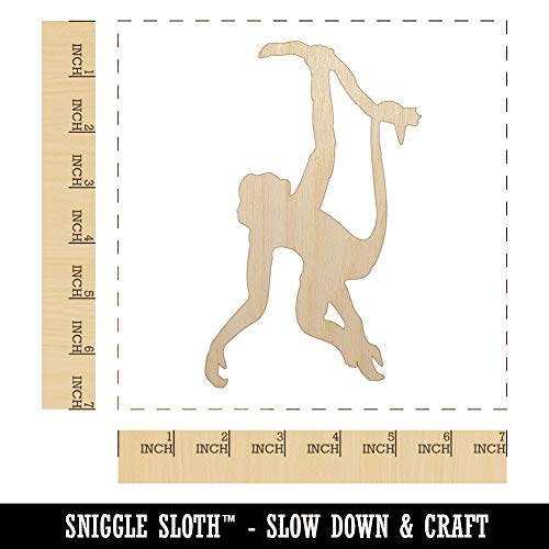 Monkey Hanging from Tree Solid Unfinished Wood Shape Piece Cutout for DIY Craft Projects - 1/8 Inch Thick - 6.25 Inch Size Sniggle Sloth