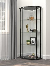 Coaster Home Furnishings Zenobia Glass Shelf Curio Cabinet Clear and Black Coaster Home Furnishings