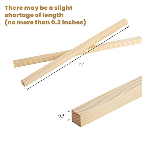 Elsjoy 50 Pack Square Wooden Dowel Rod, 1/2 x 12 Inch Unfinished Pine Wood Sticks, Natural Long Dowel Strips Wood Sticks for Woodcraft, Model, DIY Elsjoy
