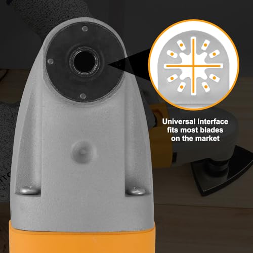 Hoteche 1.6-Amp Oscillating Multi Tool 3° Oscillating Angle Universal Fit Interface Multi-function tool with Blades and Sand Papers Hoteche