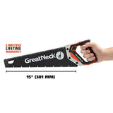 GreatNeck 74003 15 Inch Aggressive Tooth Handsaw, Aluminum Frame, Wood Saw, Branch Cutter, PVC Cutter, Tree Saw, Handsaw for Wood, Hand Saw for Trees Great Neck