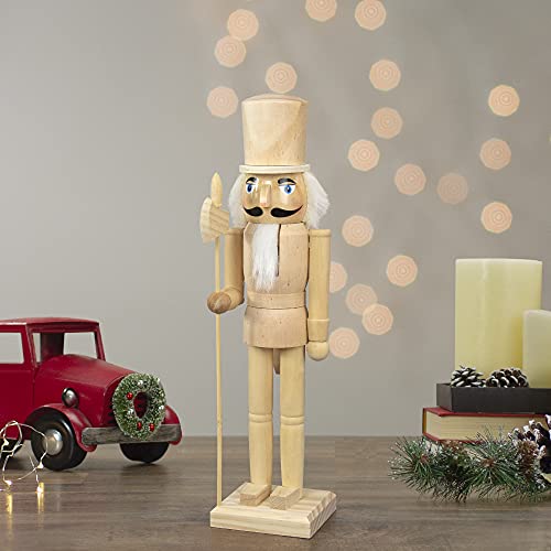 Northlight 15" Unfinished Paintable Wooden Christmas Nutcracker with Scepter