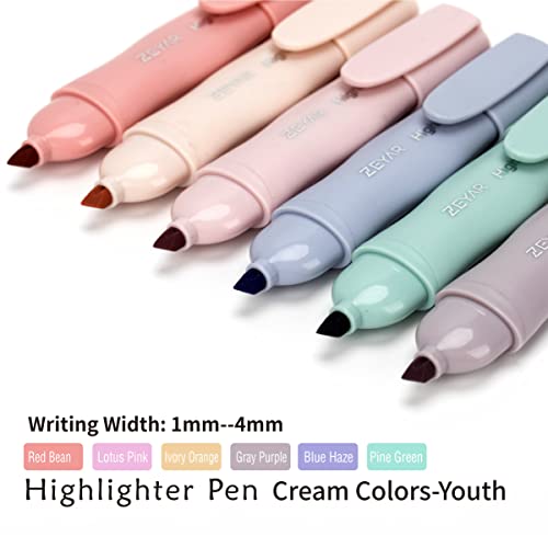 ZEYAR Aesthetic Highlighter Pen, Chisel Tip Marker Pen, AP Certified,  Assorted Colors, Water Based, Quick Dry, Cute Highlighters, Patented  Product (6