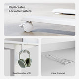 FEZIBO Sturdy Height Adjustable Electric Standing Desk with Drawers, 55 x 24 Inch Stand Up Table with Large Storage Shelf, Sit Stand Desk, White Top FEZIBO