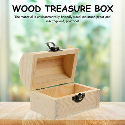 Cabilock Wooden Craft Box 2Pcs Unfinished Wooden Unfinished Wooden Jewelry Box Wooden Treasure Boxes hinged lid wood box Chest Box Pirate Unfinished