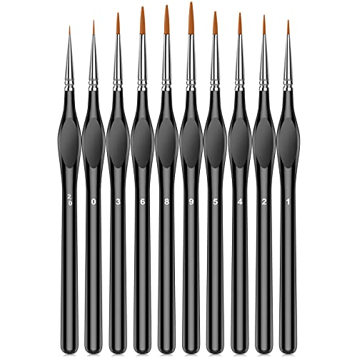 Miniature Paint Brushes,10Pcs Small Fine Tip Paintbrushes, Micro Detail Paint Brush Set, Triangular Grip Handles Art Brushes Perfect for Acrylic, - WoodArtSupply